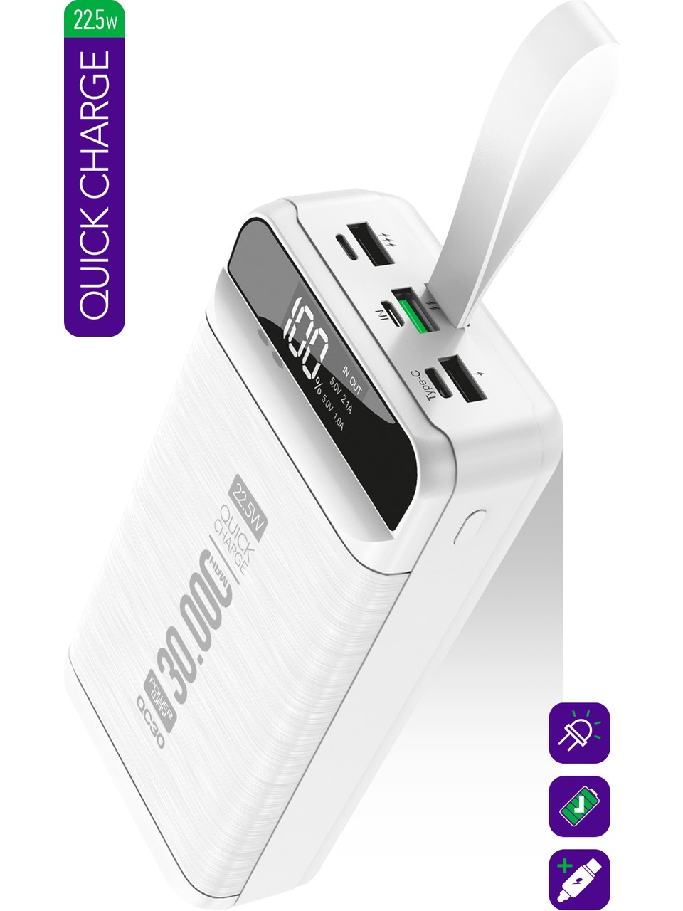 Powerway Pd 22.5W 30.000 Mah 3.0 Hızlı Şarj (Gerçek 30.000 Mah ) QC30 Powerbank